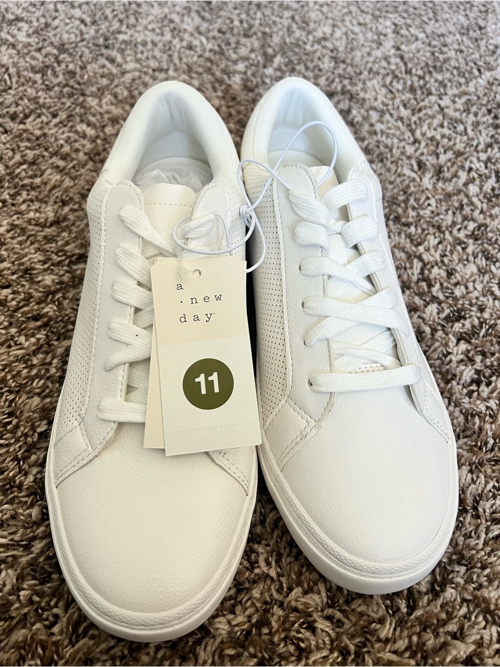 a new day White Perforated Low-Top Athletic Sneakers